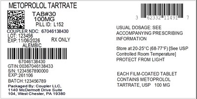 Label (62332 114 91 Metoprolol 100mg 67046 1384 30)